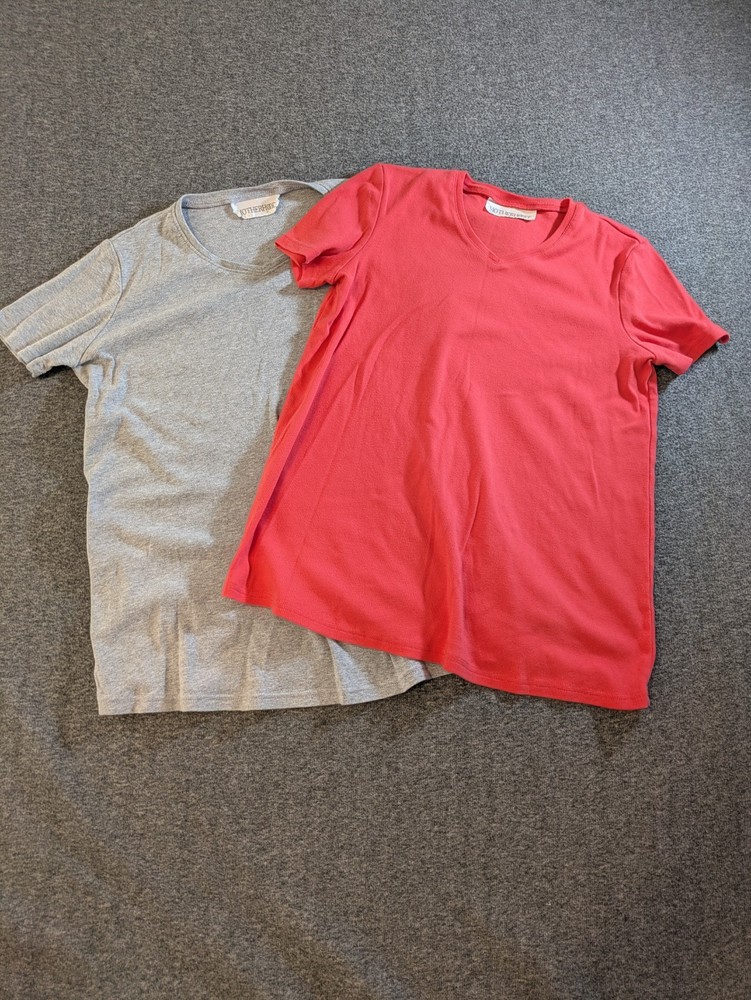 Motherhood Maternity Lot of 2 Short Sleeve Tops Size M/L Gray & Coral