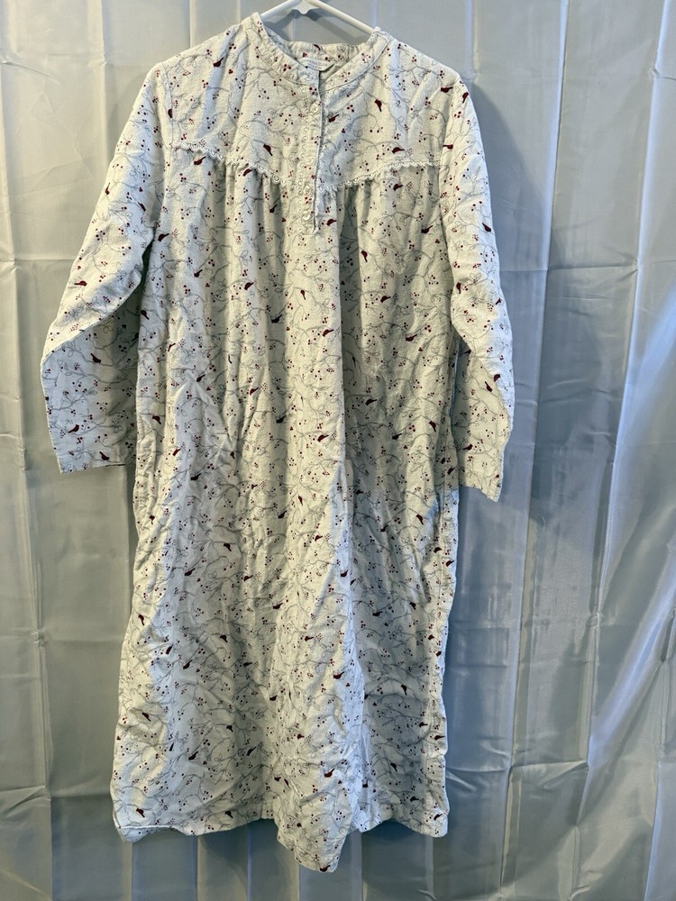 Camisón Charter Club íntimo de franela para mujer L Cardenales abuela modesto cálido-image