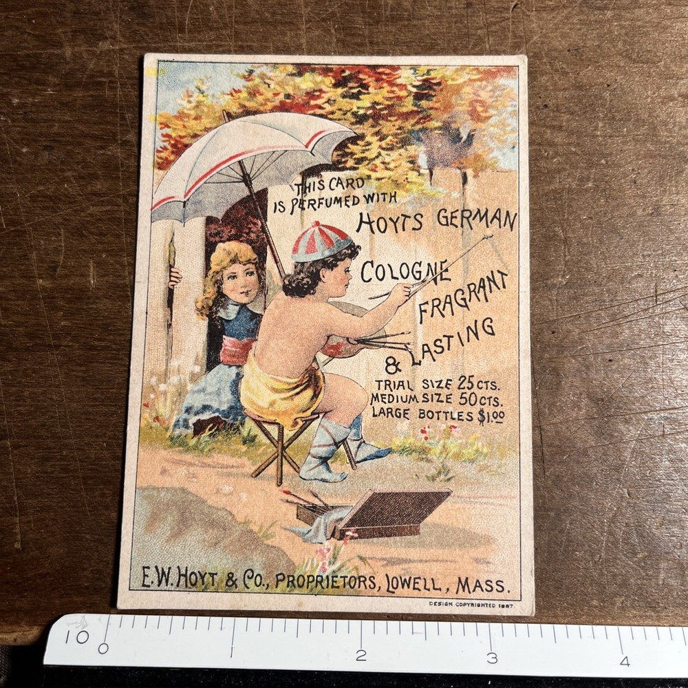 Antique Victorian Trading Card Hoyt's German Cologne Lowell Mass - Panting - B1