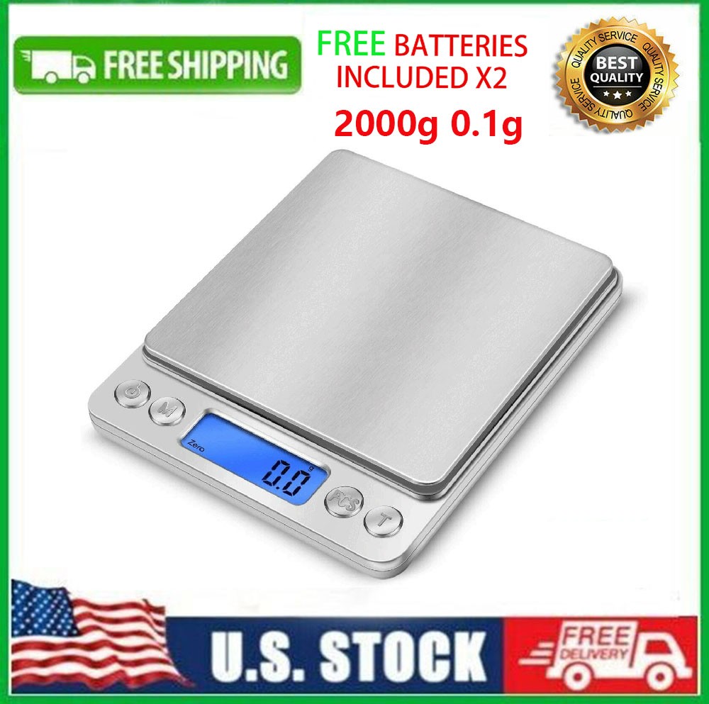Accurate Jewelry Gold Coin Food Gram Pocket Digital Scale Silver 2000g 0.1g US-image