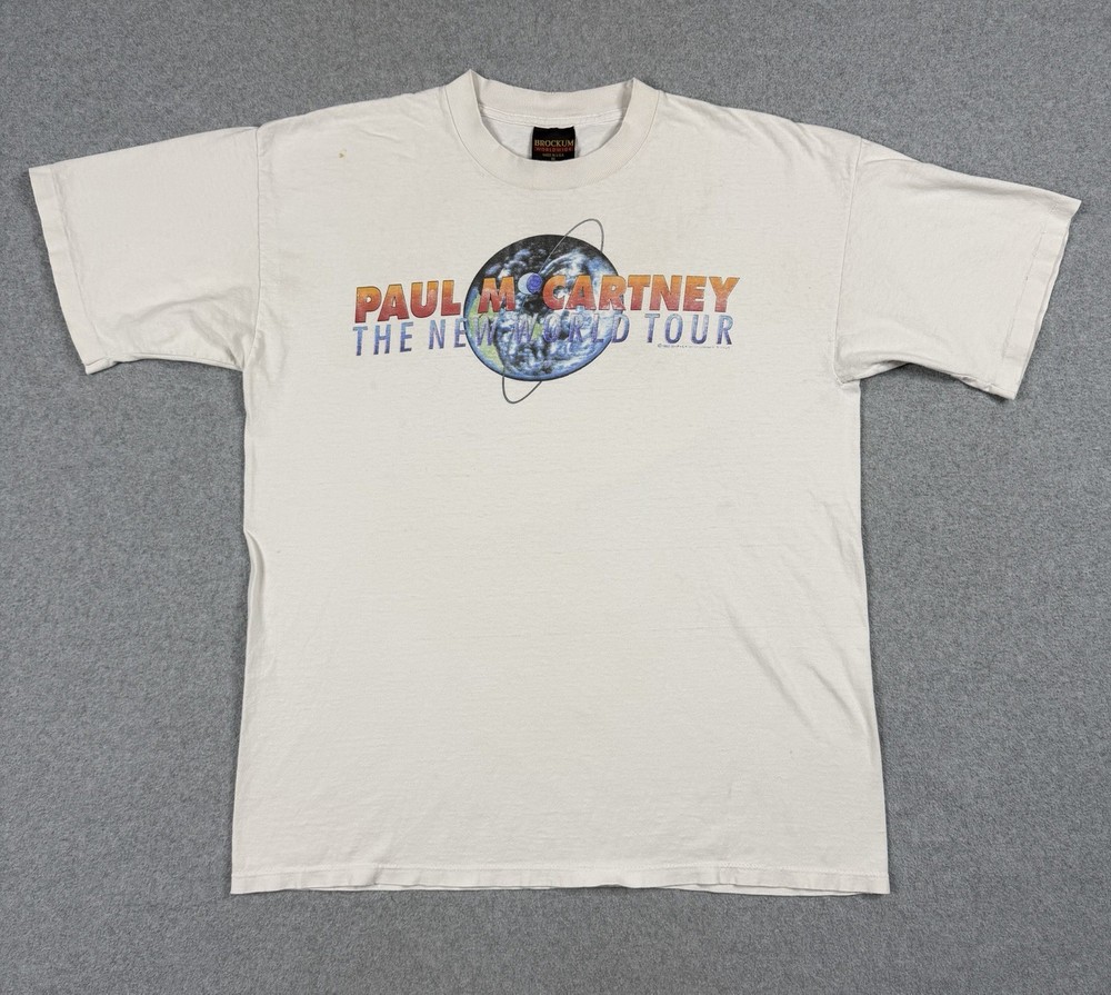 Vintage Paul McCartney Shirt Mens XL White New World Tour Rock 1993