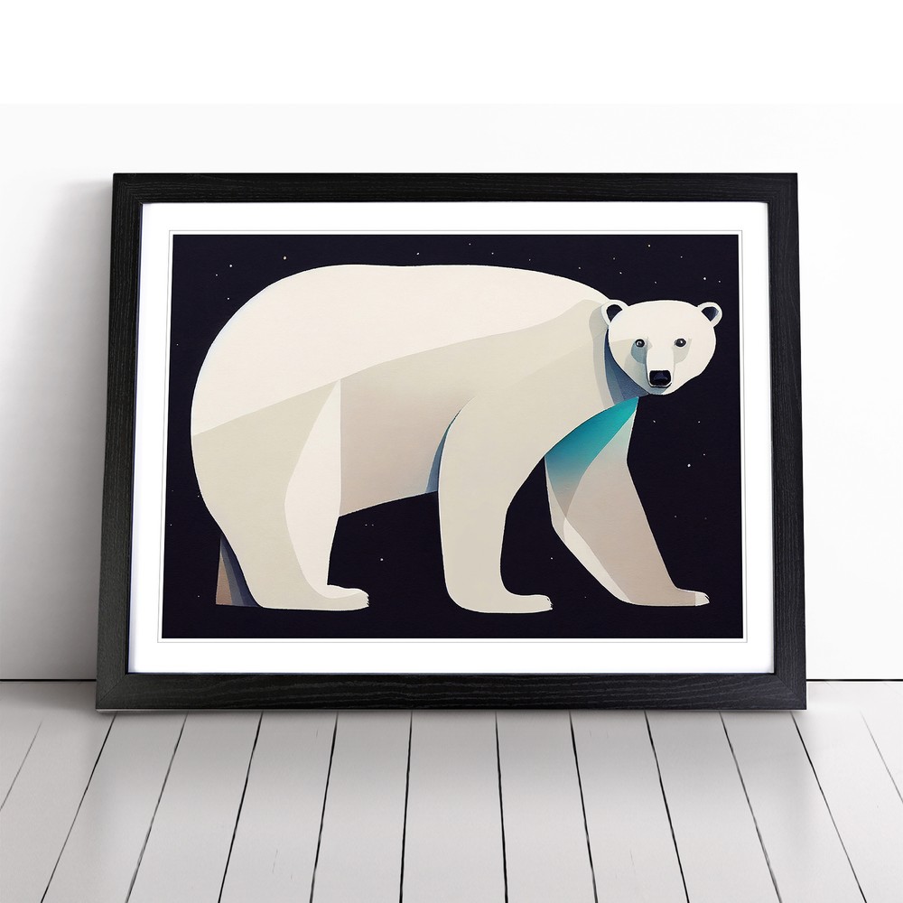 Polar Bear Wall Art Framed Canvas Print for Living Room Decor