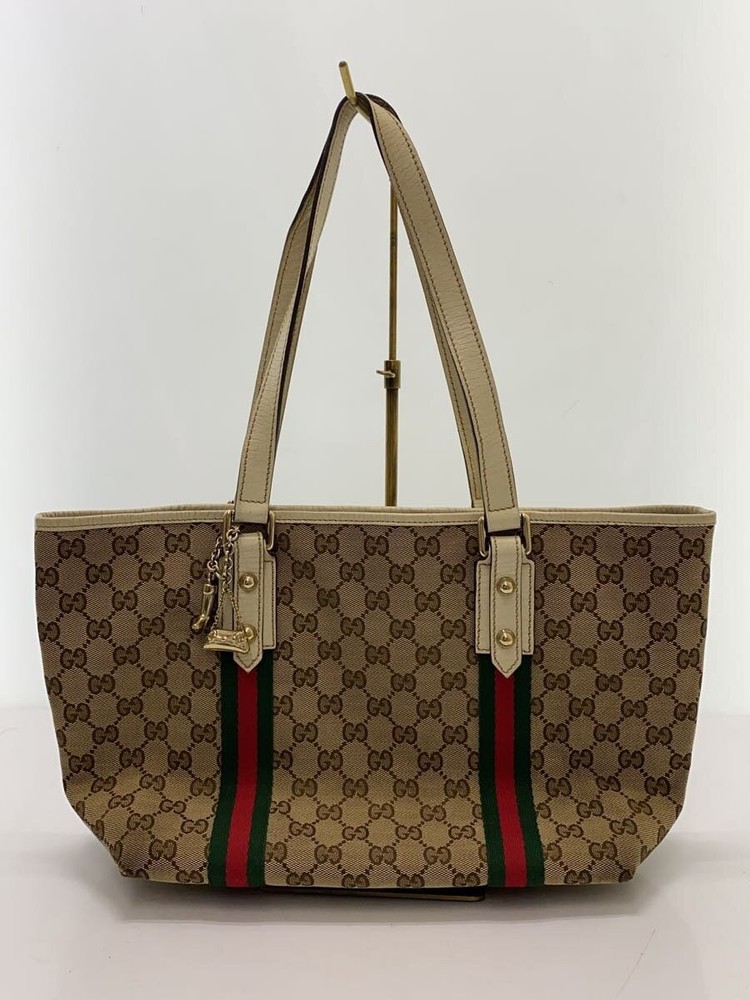 GUCCI Shelly GG Canvas Tote Bag in Brown All-Over Print from Japan