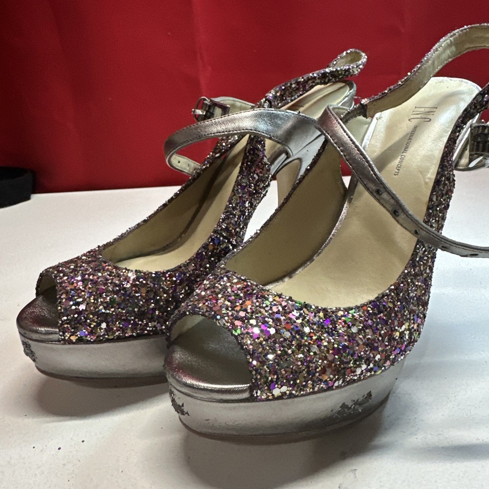 INC Champagne Women's Reesie Rhinestone Bow Evening Sandals Shoes 5.5