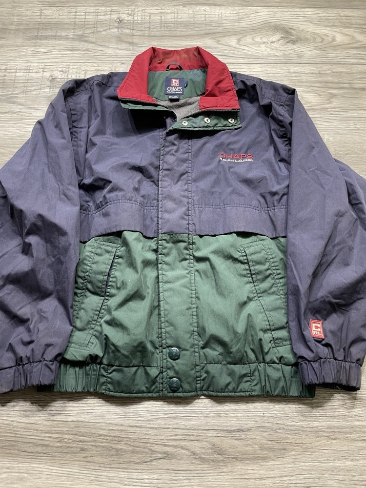 Ralph Lauren Green and Blue Chaps Puffer Jacket Size Large 2000s Vintage