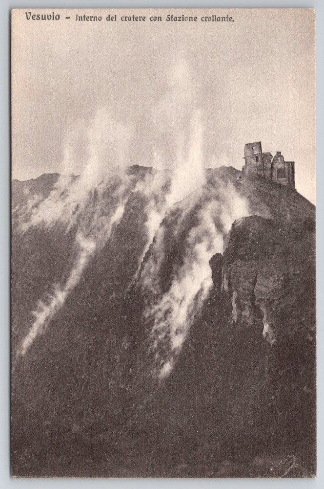 Vesuvius Crater Collapsing Station Italy Edizione Pasquale Cordova Postcard