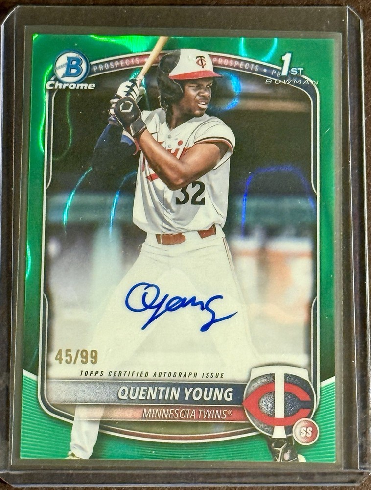 2025 Bowman Draft Chrome Quentin Young 1st Bowman Green Lava Refractor Auto /99