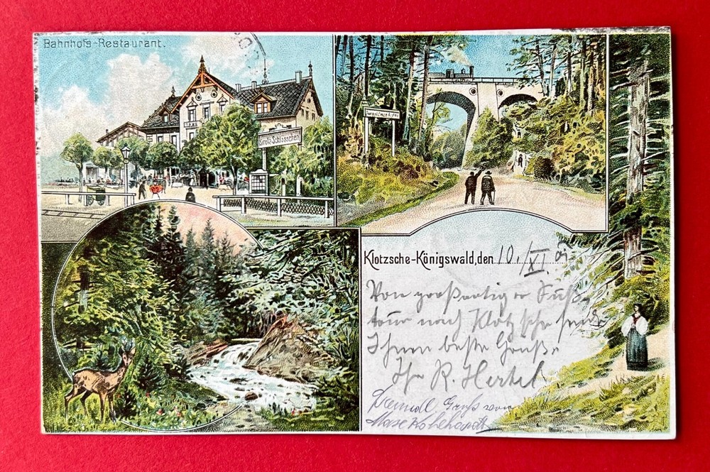 Litho Postcard Dresden Klotzsche Königswald 1901 Station Restaurant, Viaduct (158072