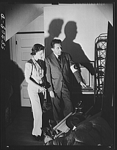 Photo:United States 1940s Civilian Defense Training Woman Man Shadow Play