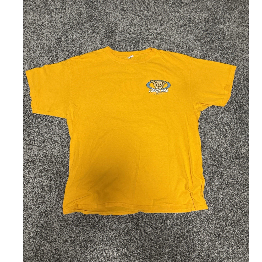 Vintage Hang Loose Hawaii Surf T Shirt Yellow Anvil XL Y2K
