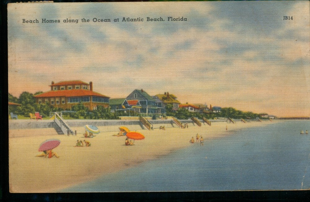 Beach Homes Along the Ocean at Atlantic Beach Florida FL Postcard