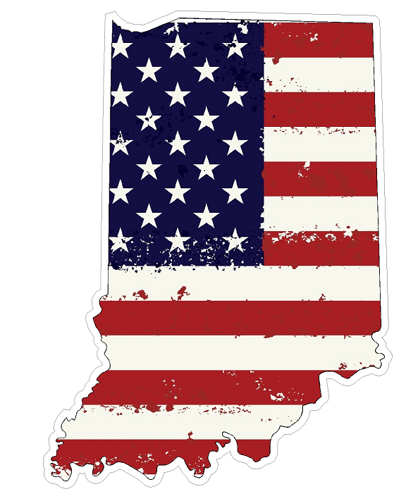 Indiana State (J15) USA Flag Distressed Vinyl Decal Sticker Car/Truck Laptop