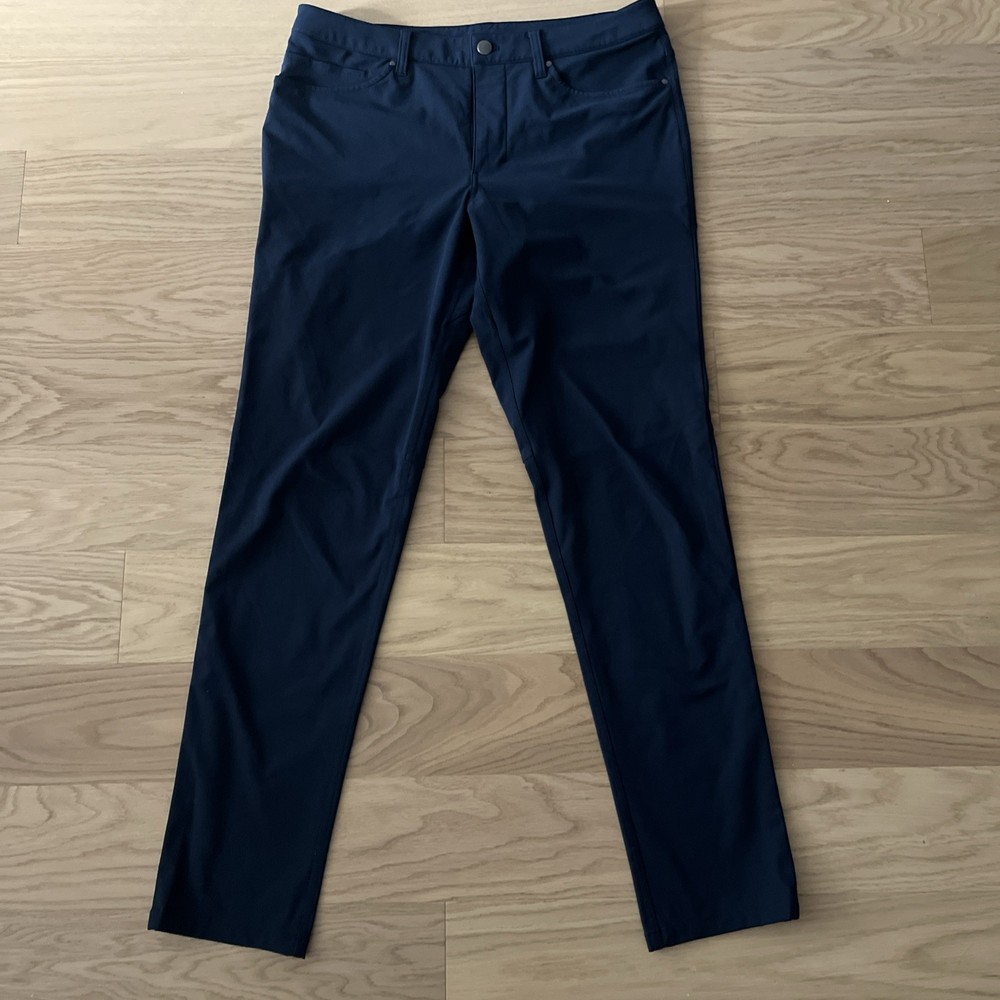 Lululemon ABC 5-Pocket Pants Mens Sz 32 Blue Slim Fit Warpsteme LM5AD8S