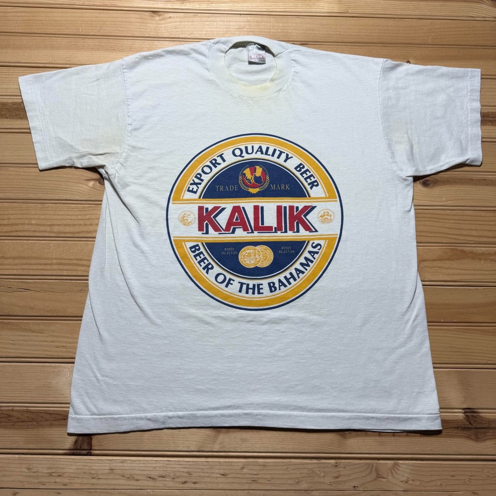 Vintage 90s Kalik Export Quality Beer of the Bahamas Graphic Promo T-Shirt Large