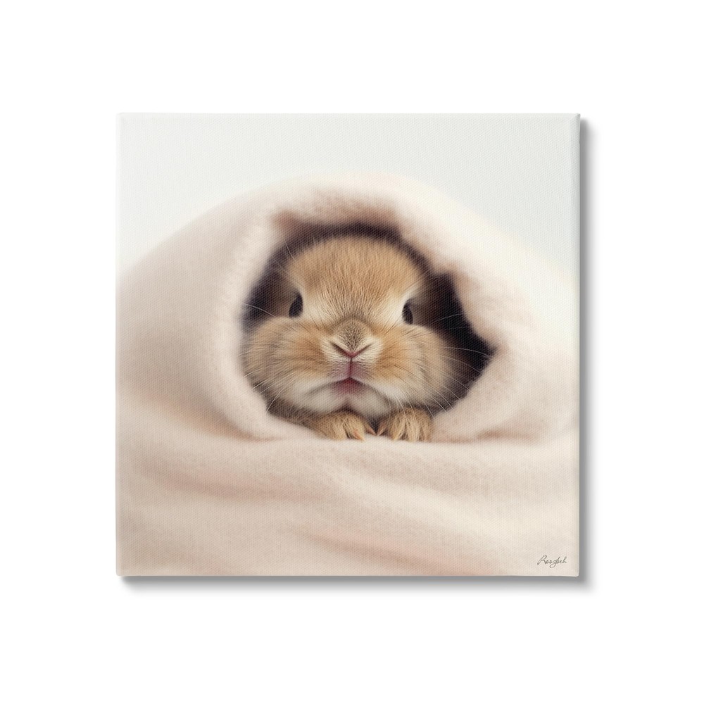 Baby Bunny in Blanket Canvas Wall Art by Roozbeh