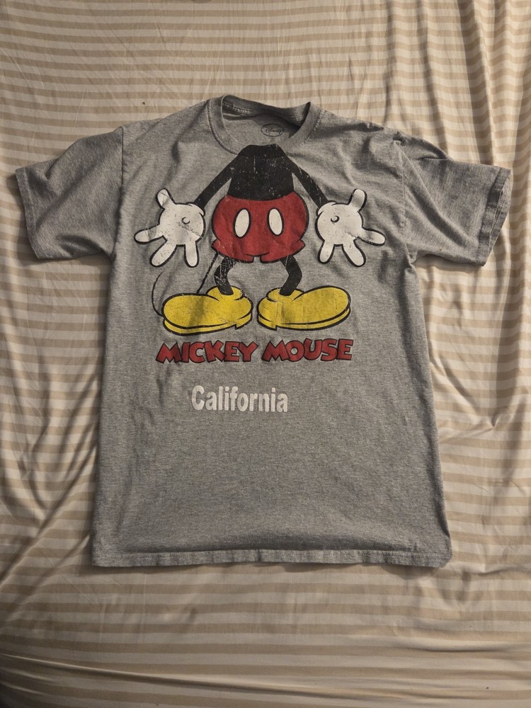 Disney Mickey Mouse California Graphic T-Shirt Gray Adult Size L