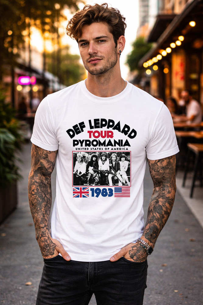 Def Leppard Pyromania Tour 1983 Shirt Vintage Rock Band Tee Retro Concert