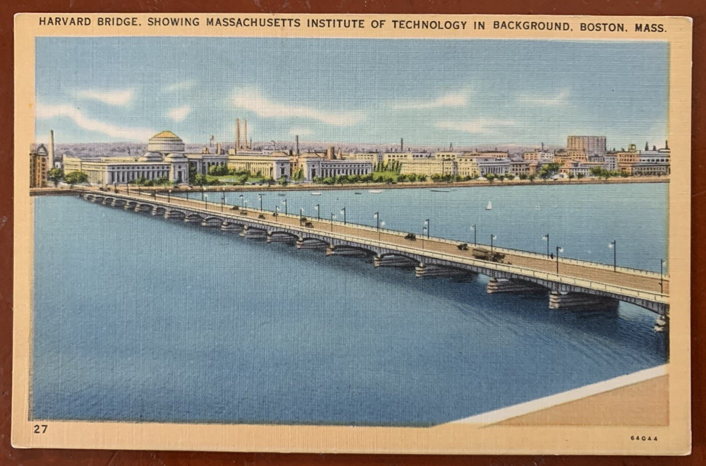 Boston Cambridge MA Massachusetts Harvard Bridge Harbor Skyline Vtg Postcard