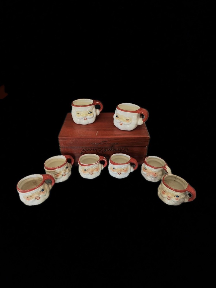 1960 And 1961 Holt Howard Winking Santa Mugs. Set Of 8