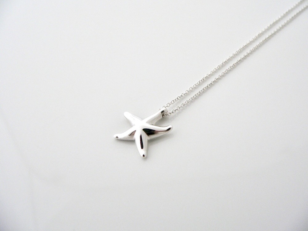 Tiffany & Co Sterling Silver Starfish Pendant Necklace Peretti Sea Lover Gift Art Jewelry