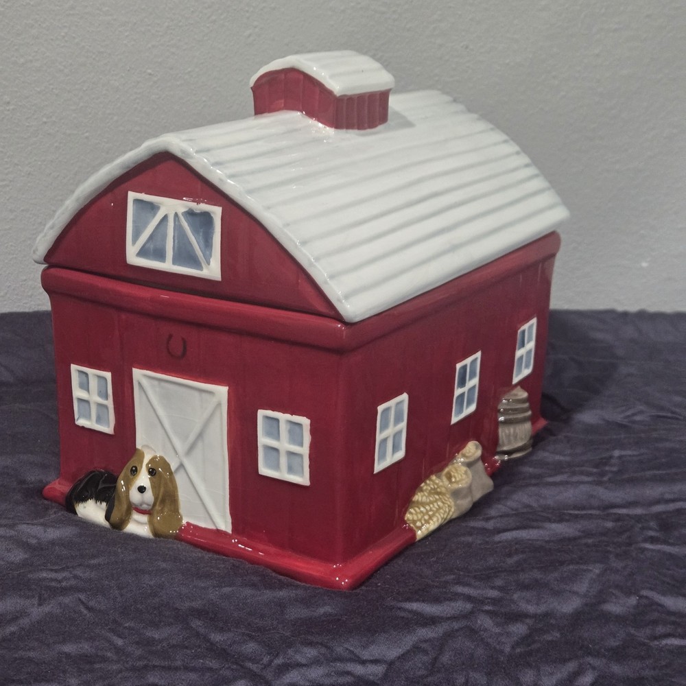 The Pioneer Woman Rustic Red Barn Cookie Jar Farmhouse Feel
