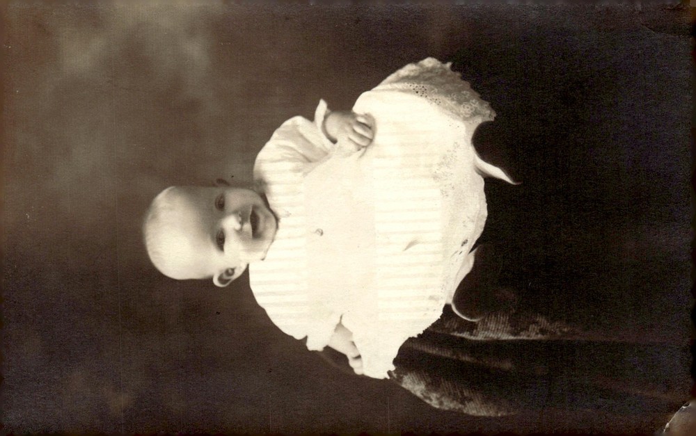 C1910 Victorian Edwardian Smiling Infant Baby Lace Gown RPPC Real Photo Postcard