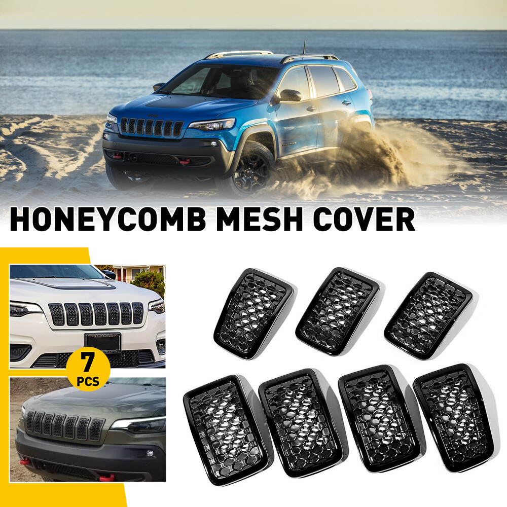 2019-2022 Fits Jeep Cherokee Black Front Mesh Grille Inserts Frame Accessories