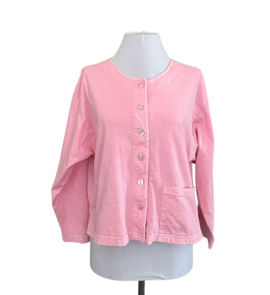 Fresh Produce SZ S Vintage Pink Button Front Long Sleeve Top