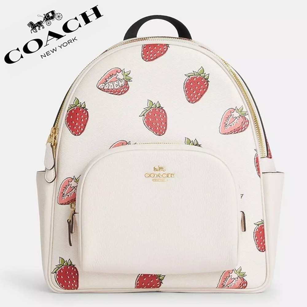 NWT ❤️ Coach Court Backpack With Strawberry Print