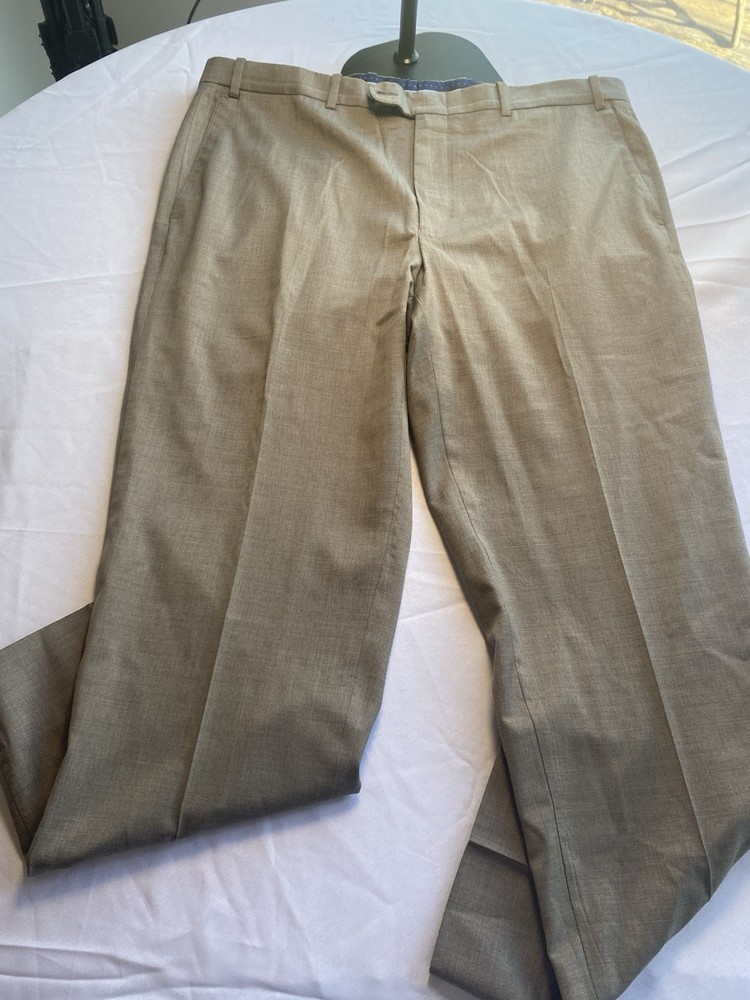 Peter Millar Beige Wool Blend Dress Pants Size 38R Flat Front Straight Leg Men’s