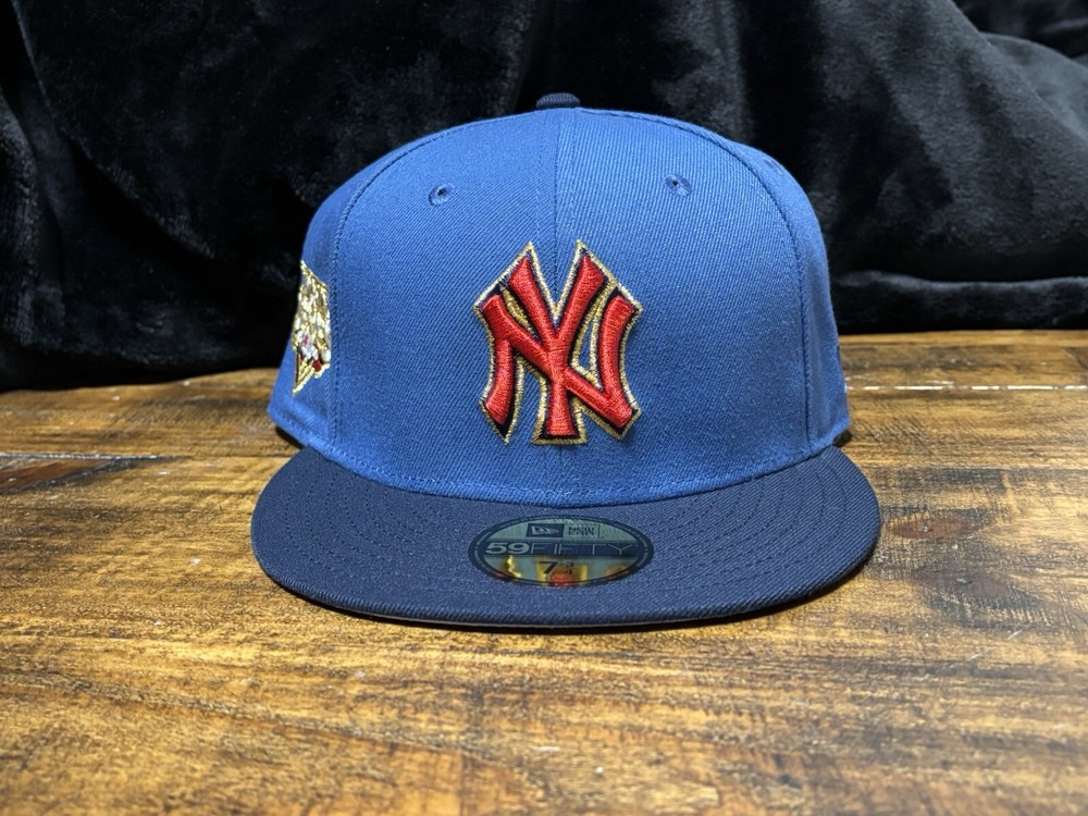 New York Yankees 2009 WS Blue Navy Red Gold New Era Fitted 7 3/4 Gray UV