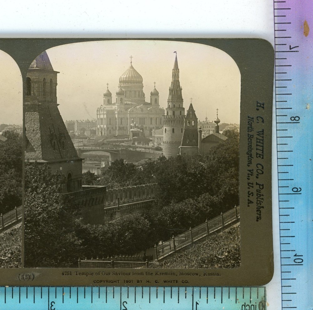 Temple of Our Savior From Kremlin Moscow Russia H.C. White Stereoview