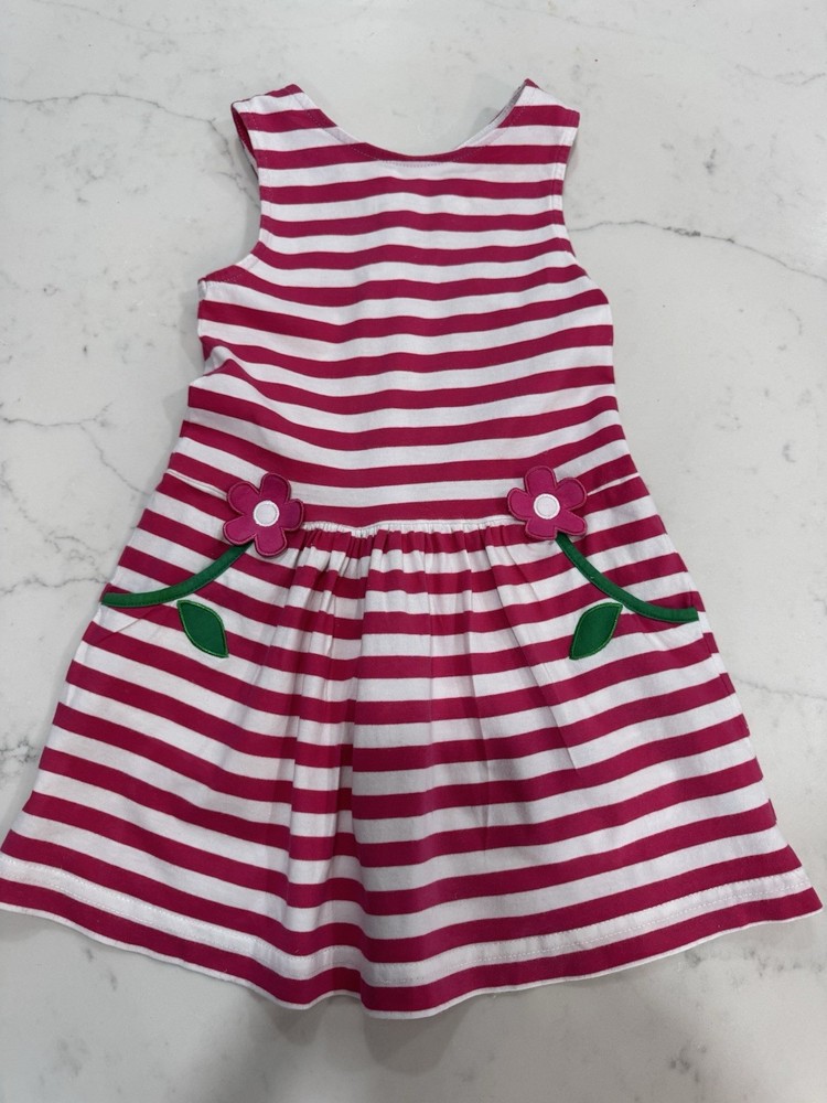 Florence Eiseman Knit Striped Flower Dress 4T Note 2 Tiny Holes Where Noted