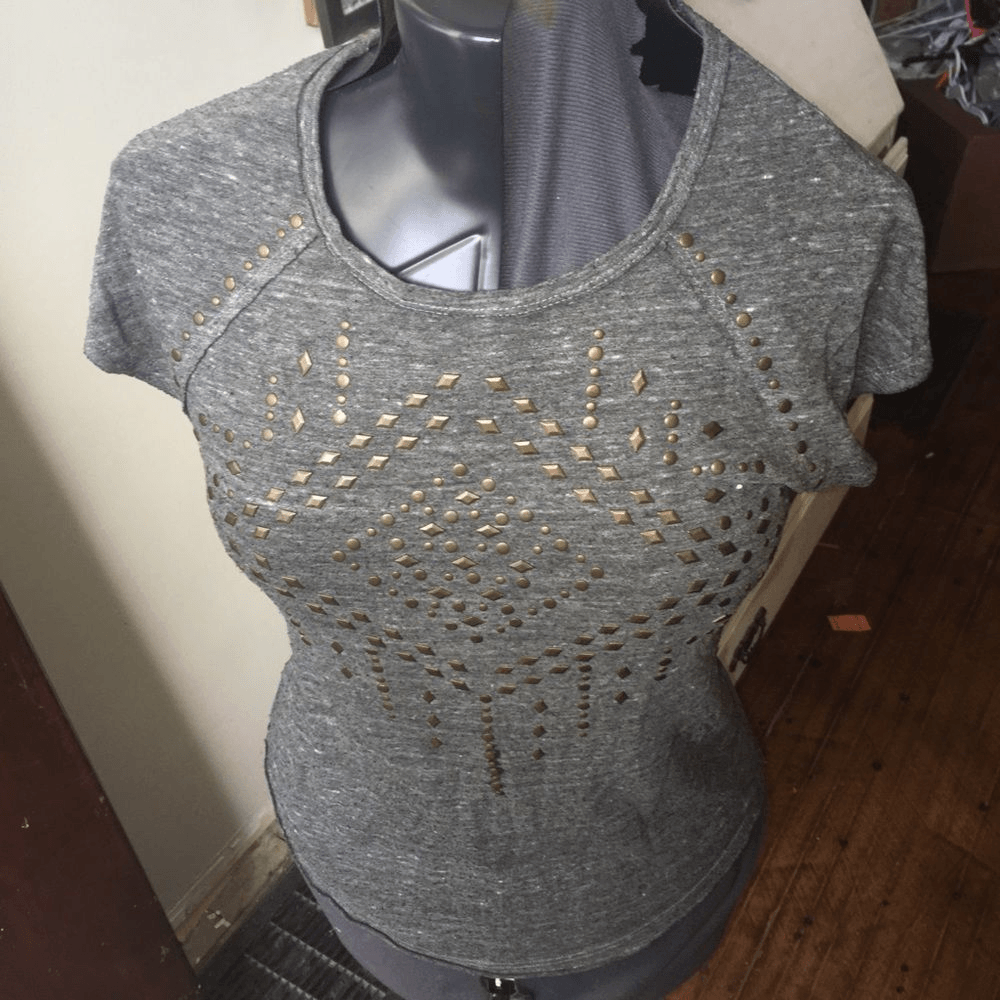 Lucky Brand XS olive green studded short sleeve top