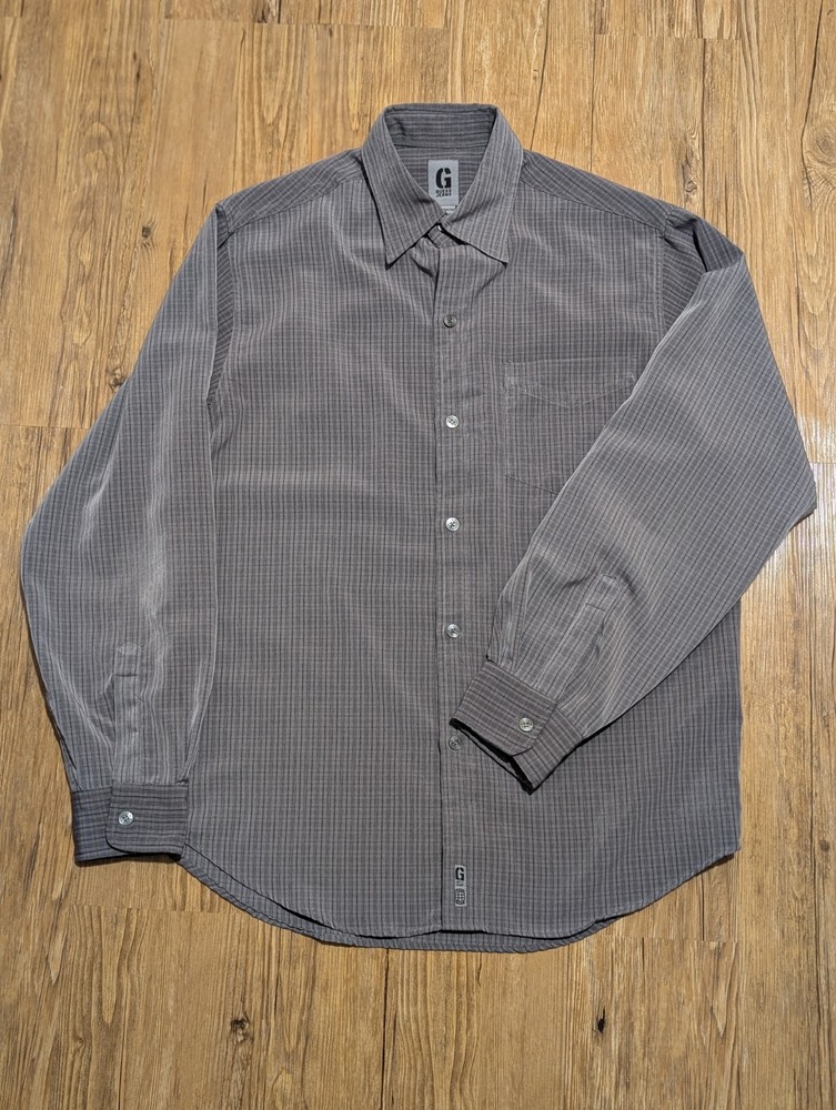 Mens Guess Jeans Brand Button Down Long Sleeve Dress Shirt Gray M Medium