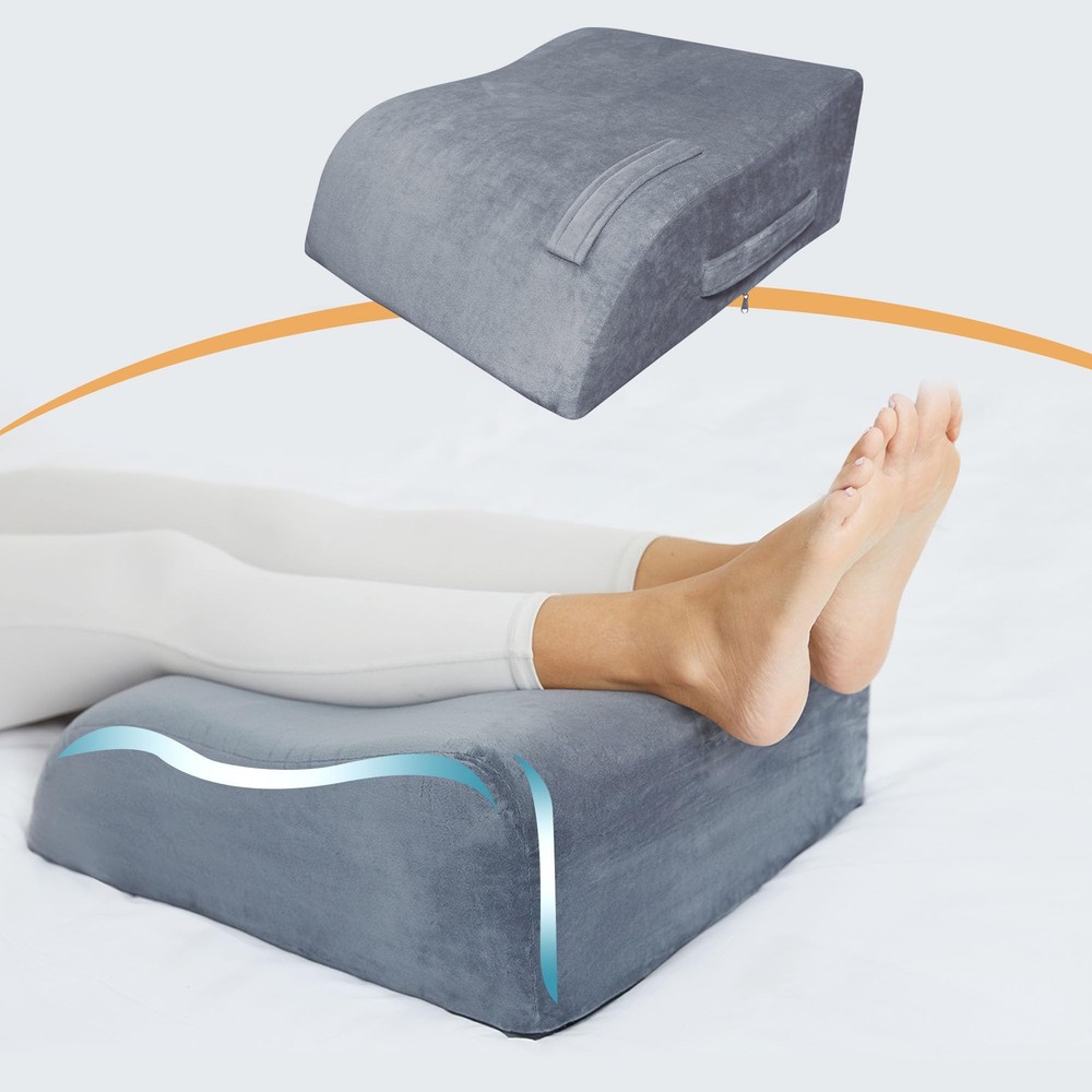 Leg Elevation Pillow 8 Inch Memory Foam Wedge for Sleeping Support