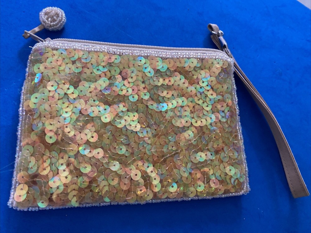 Style &Co mermaid sequin makeup pouch/ clutch /pencil case New