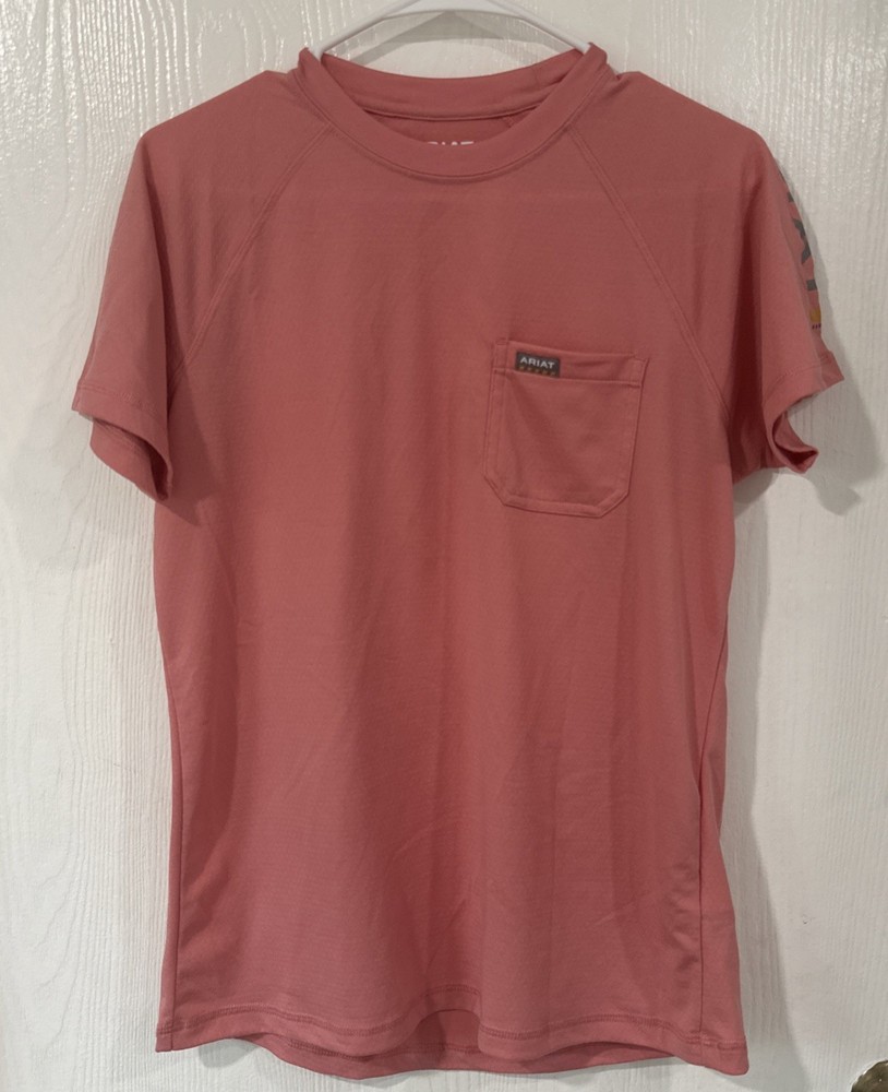 Women's Ariat Rebar Sz Small Coral Tee Shirt