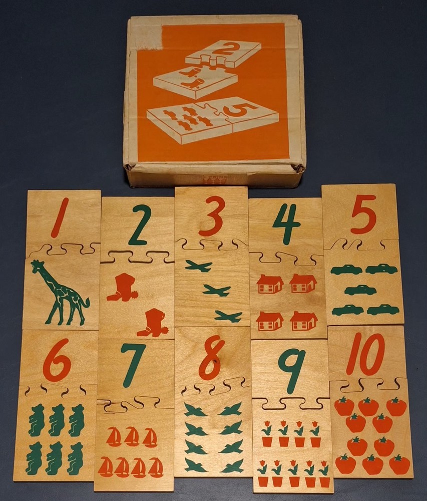 Creative Playthings Wooden Match Mates N125 Numbers Toy, Vintage, Original Box