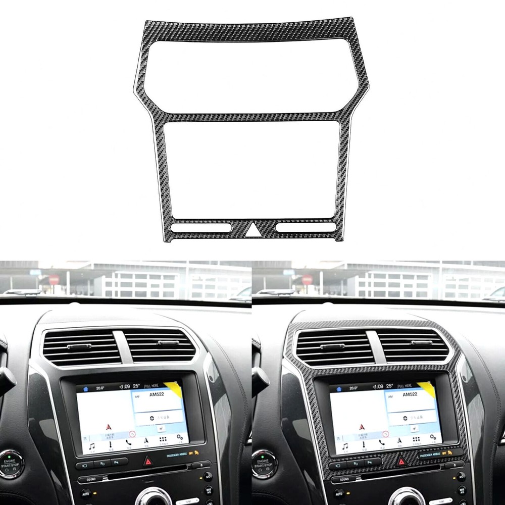 Real Carbon Fiber Console Navigation GPS Panel Cover For Ford Explorer 2013-2019