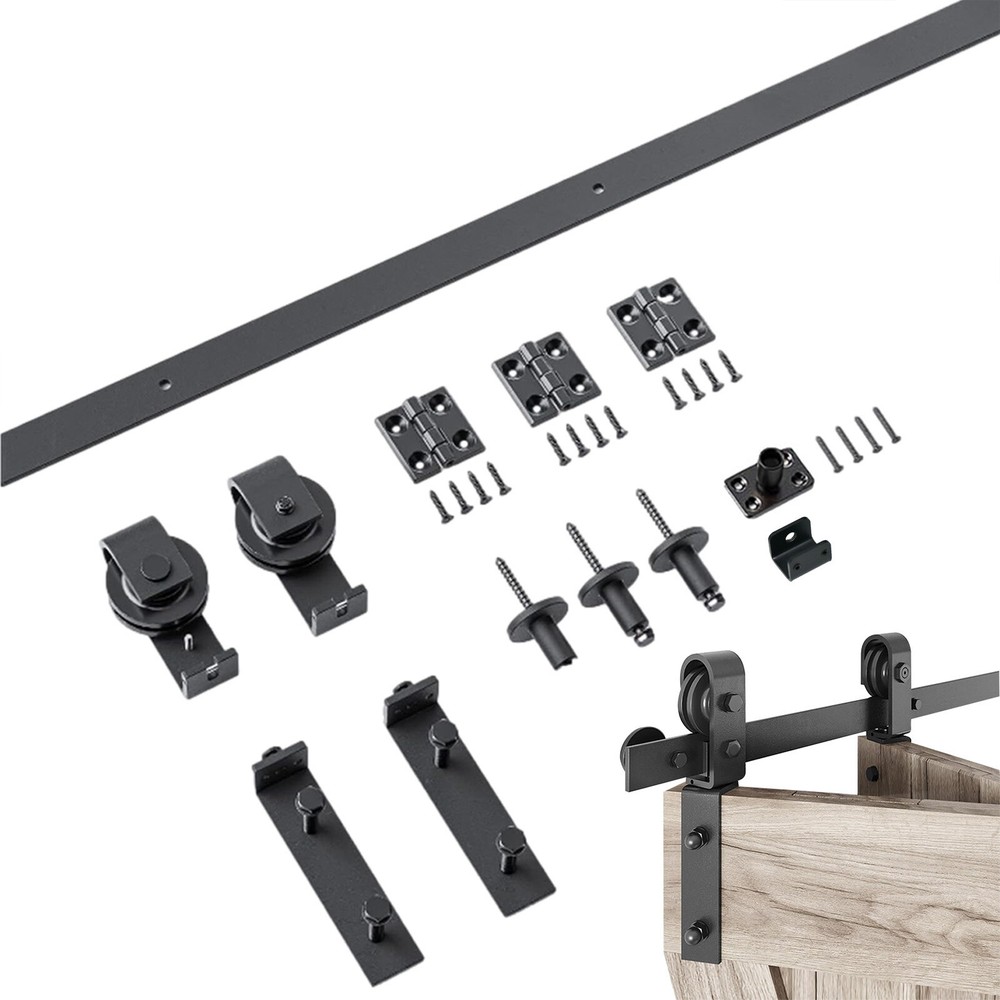 24in Bifold Sliding Door Track,Sliding barn door hardware kit,Brand New Black