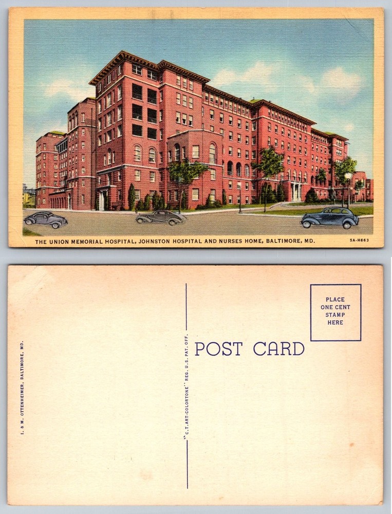 Union Memorial Hospital Baltimore MD Postcard Vintage Linen Art-Colortone