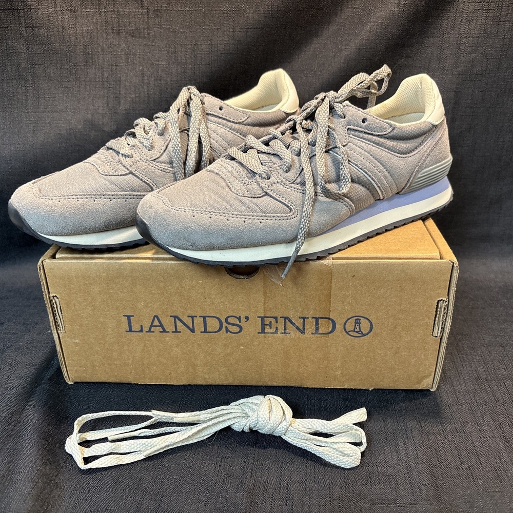 Women's Lands End Retro Sneakers Steeple Gray  Size 8