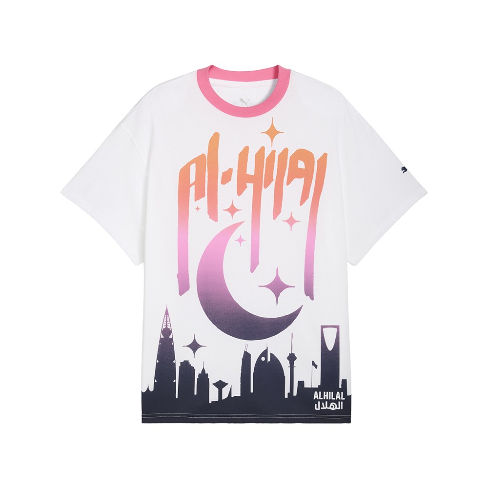 PUMA  Hoops X Al Hilal Graphic Crew Neck Short Sleeve T-Shirt Mens White Casual