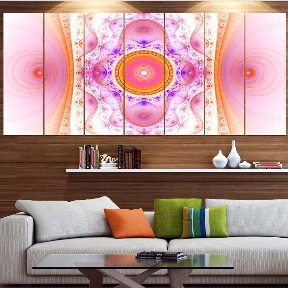 Designart Cabalistic Pink Fractal Oversized Abstract Wall Art Decor