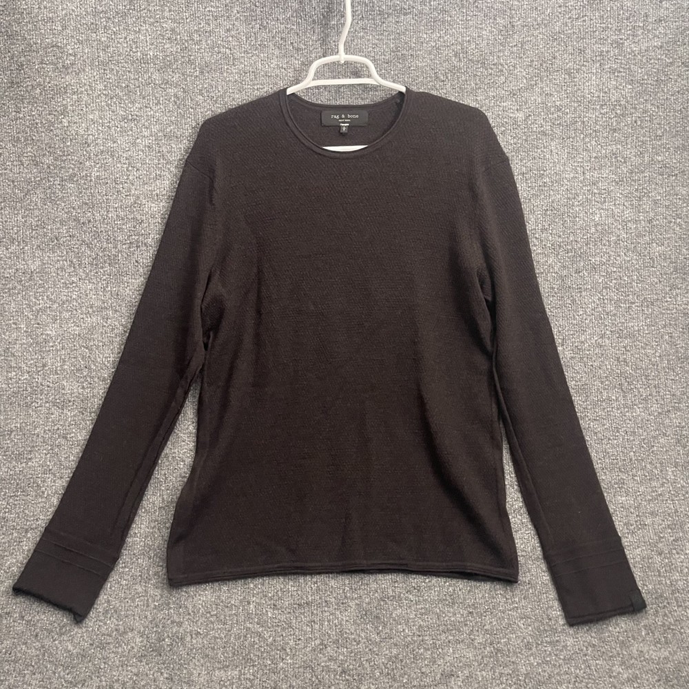 Rag & Bone Knit Sweater Womens Sz L Sleeve Wool Blend Long Sleeve Black