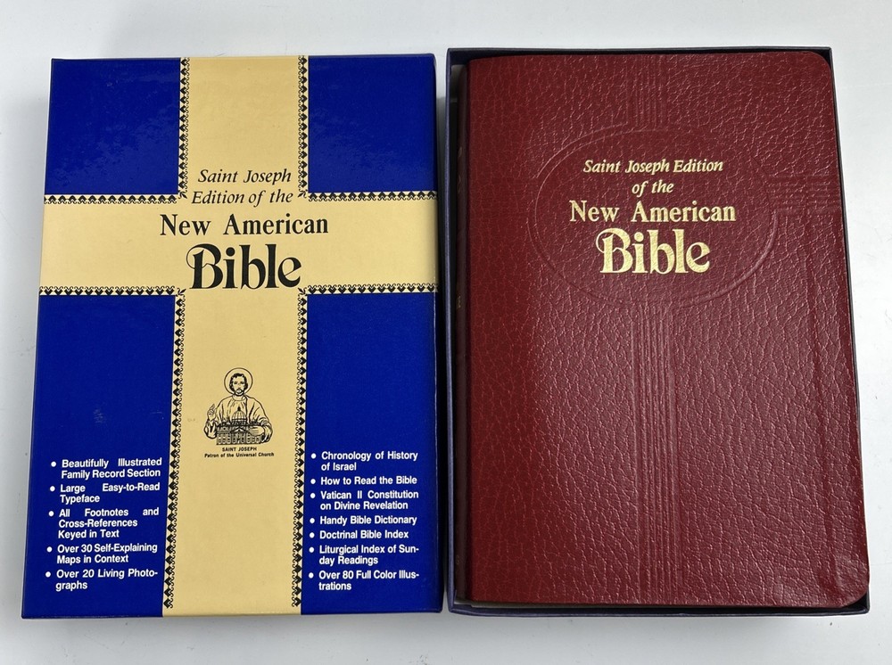 St Joseph Edition The New American Bible Catholic Red Leather Illustrated