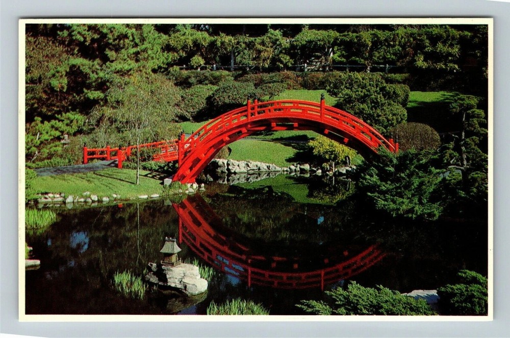 San Marino CA-California, Moon Bridge, Japanese Garden, Vintage Postcard