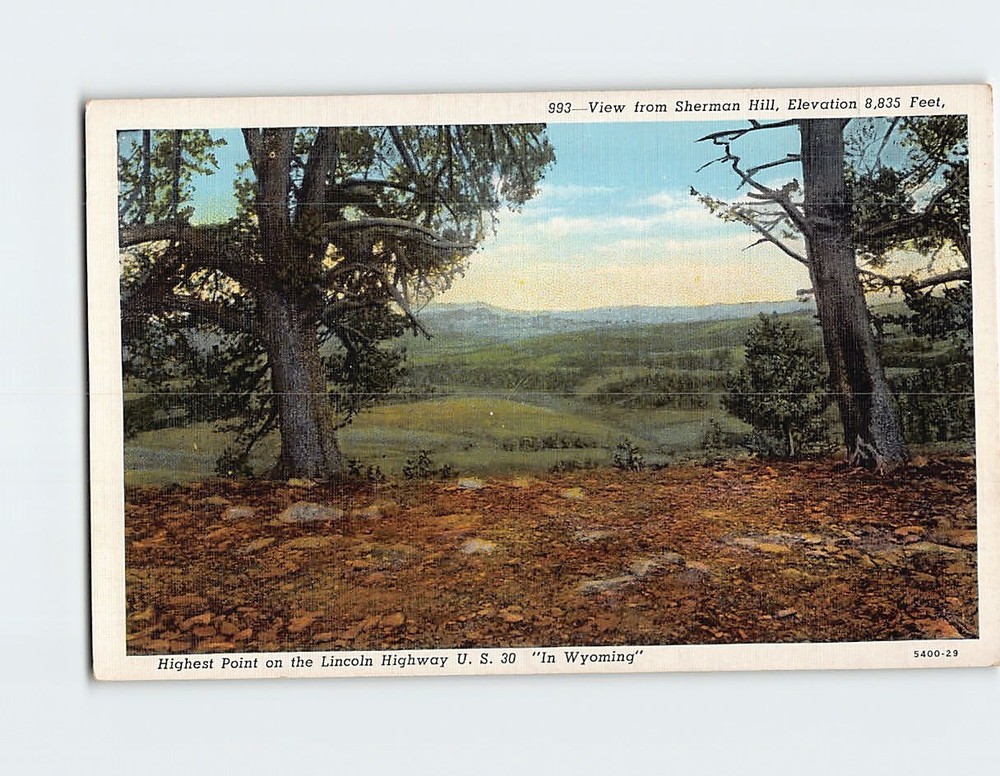 Postcard View from Sherman Hill Highest Point on the Lincoln Highway US 30 WY