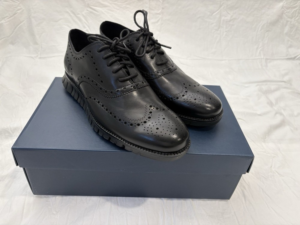 Cole Haan ZEROGRAND Black Leather Oxford Wingtip Men's Dress Shoes